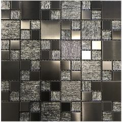 Lunar gunmetal modular mosaic tiles for bathrooms and kitchens splashbacks