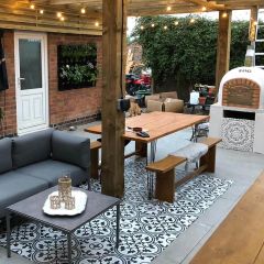 Madeira Grey Patterned Outdoor Tiles in outdoor BBQ and patio