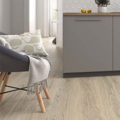 Malmo Honey Wood Effect Floor Tiles -150x900mm in an open plan kitchen living area