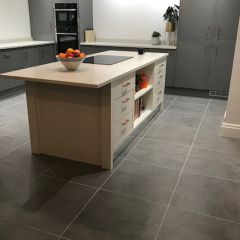 New York Dark Grey 600x5600mm in a contemporary open plan kitchen 