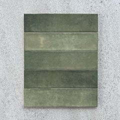 Vienna Olive Brick Wall Tiles - 75x300mm_showing the tonal colours 