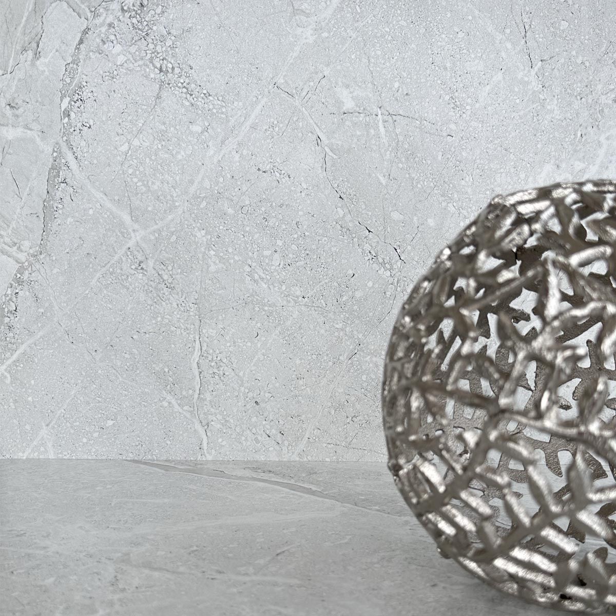 Stone and marble effect wall & floor tiles with silver Orniment 