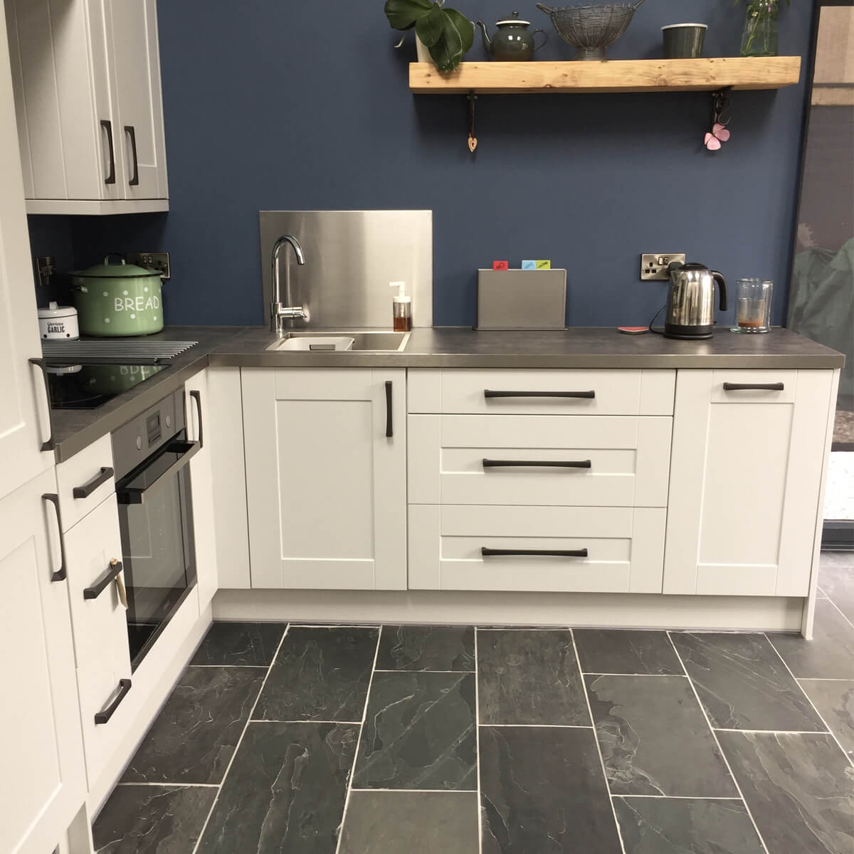 slip resistant grey slate floor tiles in a kitchen